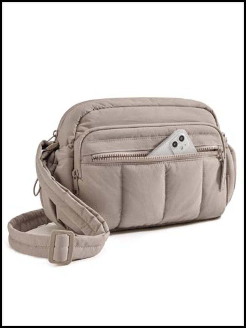 Puffy Quilted Crossbody Bag RFID Water Resistant Travel Purse
